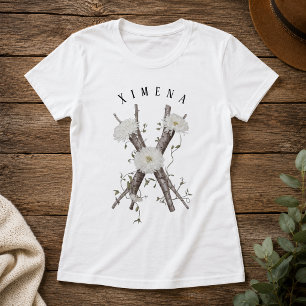 花と蔦のナチュラルモノグラム「X」Tシャツ Tシャツ