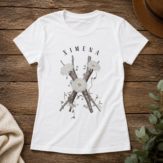 花と蔦のナチュラルモノグラム「X」Tシャツ Tシャツ