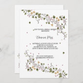 花と蔦のミニマルな緑 招待状 (正面/裏面)