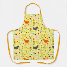 花と虫が咲く庭の鶏