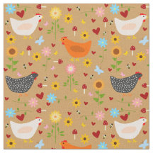 花と虫が咲く庭の鶏