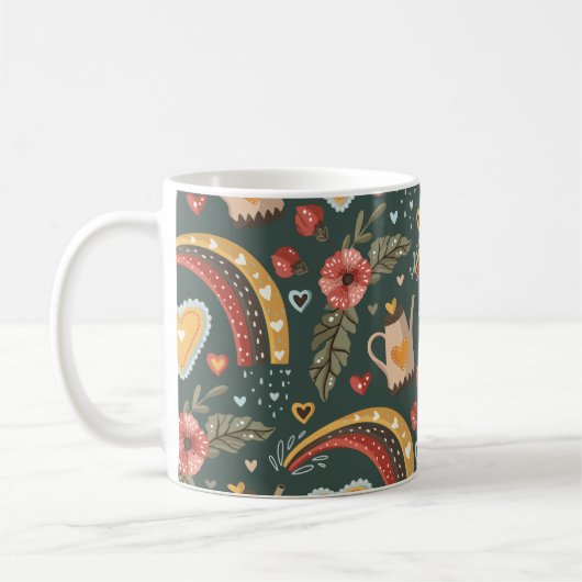 花と虹の房法 コーヒーマグカップ (左)
