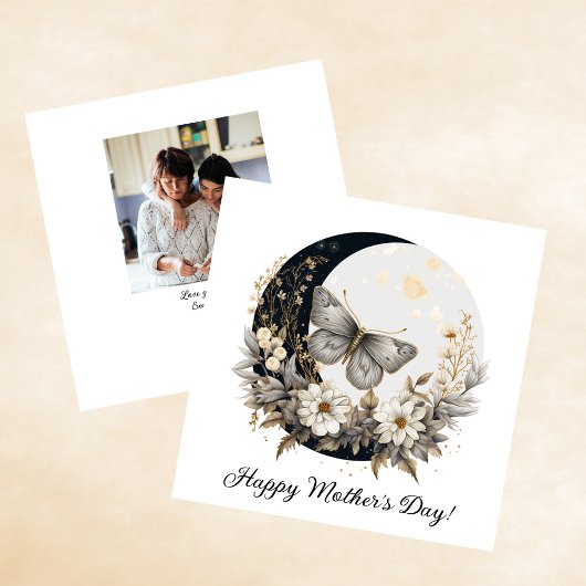 花と蛾と月　お母さんお誕生日おめでとう シーズンカード