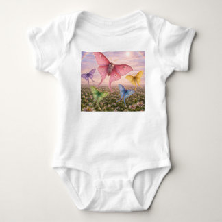 花と蛾の赤ちゃんTシャツ ベビーボディスーツ