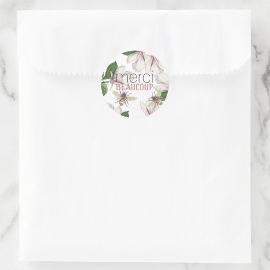 花と蜂とメルシーボークーありがとう ラウンドシール (バッグ)