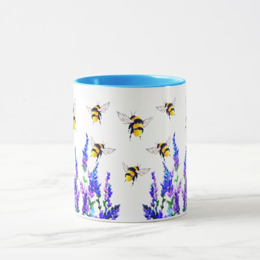 花と蜂のコーヒーマ飛んでいるグ マグカップ (中央)