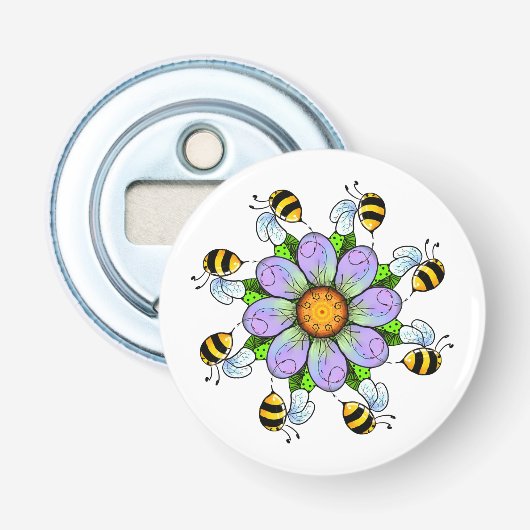 花と蜂のボトルオープナー 栓抜き (正面)