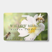 花と蜂の付いたマスター庭師IDバッジ バッジ (正面)