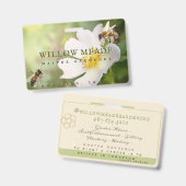 花と蜂の付いたマスター庭師IDバッジ バッジ (正面＆裏面)