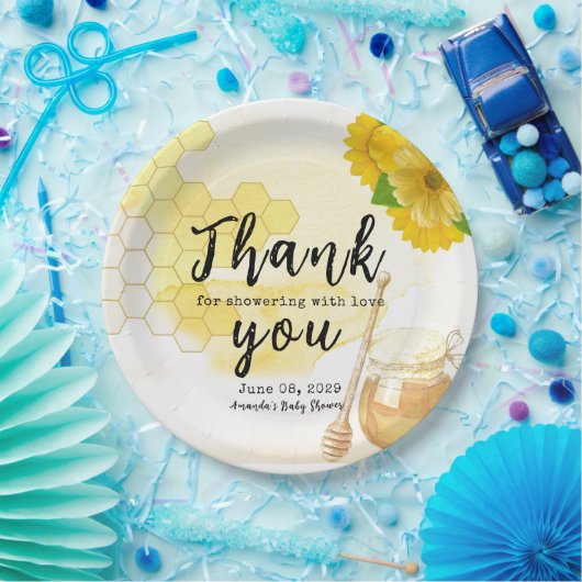 花と蜂の母と蜂蜜の赤ちゃんシャワー ペーパープレート (パーティー)