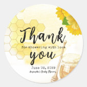 花と蜂の母と蜂蜜の赤ちゃんシャワー ラウンドシール (正面)