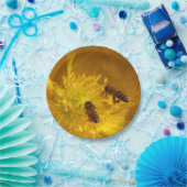 花と蜂の紙プレート ペーパープレート (パーティー)