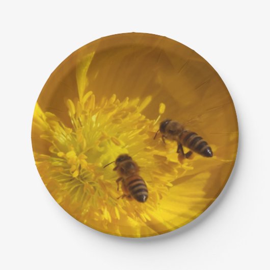花と蜂の紙プレート ペーパープレート (正面)