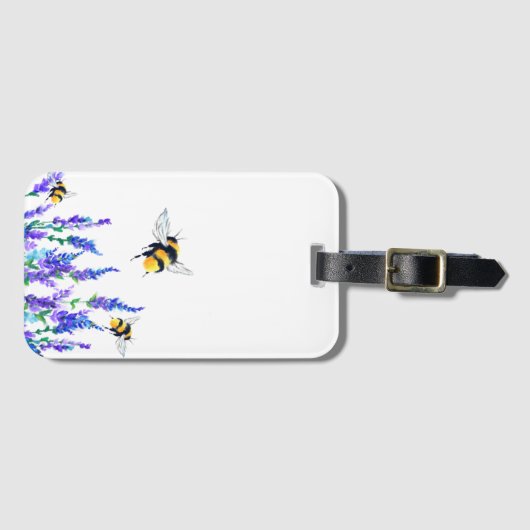 花と蜂の荷物飛んでいるタグ春 ラゲッジタグ (正面横)