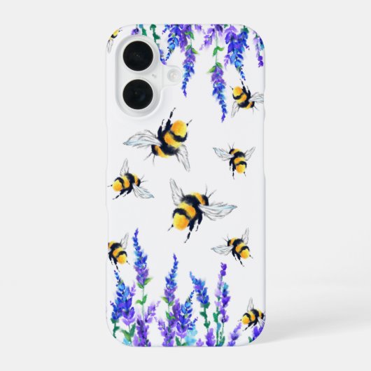 花と蜂の飛んでいる春 iPhone 16ケース (裏面)