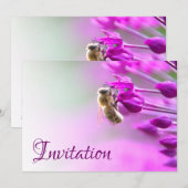 花と蜂の魅力的な招待状 招待状 (正面/裏面)