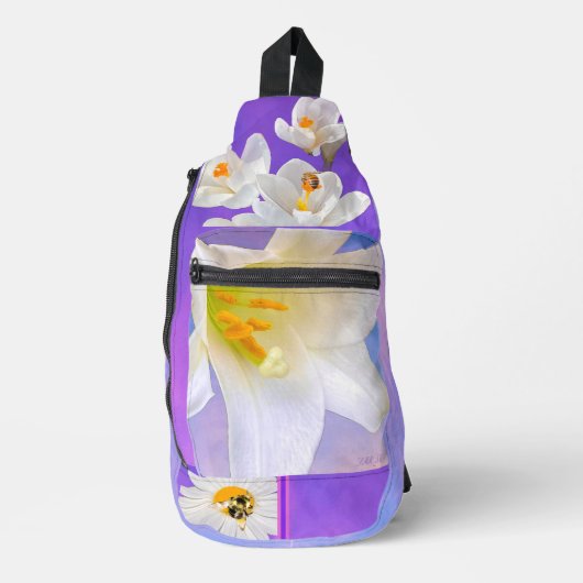 花と蜂を祝おうショルダーバッグ スリングバッグ (正面)