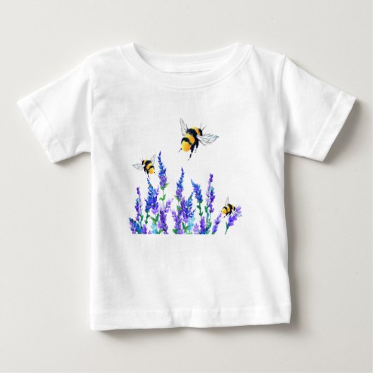 花と蜂飛んでいるベビーTシャツ春Joy ベビーTシャツ (正面)