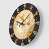 花と蜂 ラージ壁時計 (傾斜)