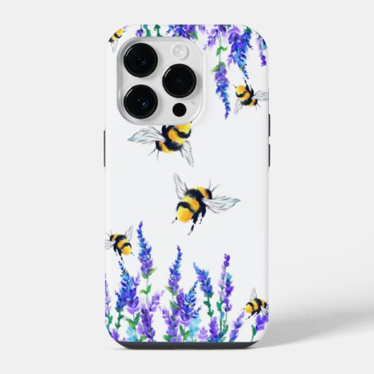 花と蜂iPhone飛んでいるケース春 iPhoneケース (裏面)