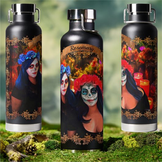 花と蝋燭の付いたバラルタカトリナス1718 ウォーターボトル
