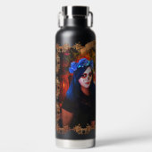 花と蝋燭の付いたバラルタカトリナス1718 ウォーターボトル (正面)