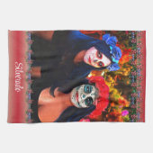 花と蝋燭の付いたバラルタカトリナス1718 キッチンタオル (横)