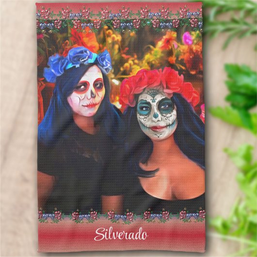 花と蝋燭の付いたバラルタカトリナス1718 キッチンタオル