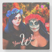 花と蝋燭の付いたバラルタカトリナス1718 ストーンコースター (正面)