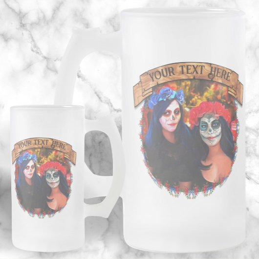 花と蝋燭の付いたバラルタカトリナス1718 フロストグラスビールジョッキ