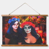 花と蝋燭の付いたバラルタカトリナス1718 吊り下げ型タペストリー (正面)