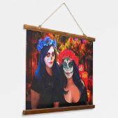 花と蝋燭の付いたバラルタカトリナス1718 吊り下げ型タペストリー (傾斜あり)