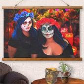 花と蝋燭の付いたバラルタカトリナス1718 吊り下げ型タペストリー