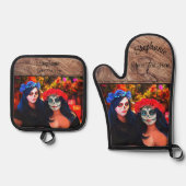 花と蝋燭の付いたバラルタカトリナス1718 鍋つかみ&鍋敷きセット (正面)