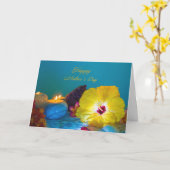 花と蝋燭母の日 カード (黄色い花)