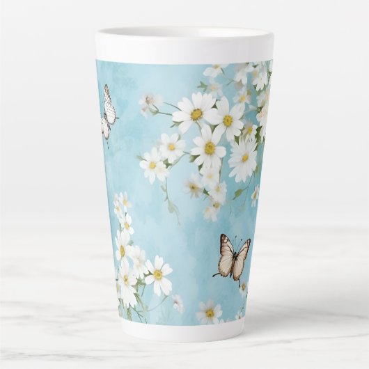 花と蝶々 カフェラテマグ (正面)