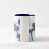 花と蝶々 マグカップ 330ml (白/ネイビー) (中央)