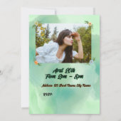 花と蝶あなたの写真の招待状を追加 招待状 (裏面)