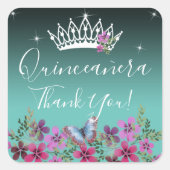 花と蝶ありがとうキンセアニェラブルー スクエアシール (正面)