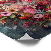 花と蝶で作られたハート ポスター (角)