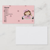 花と蝶で座るかわいい女の子|過去記事 名刺 (正面/裏面)