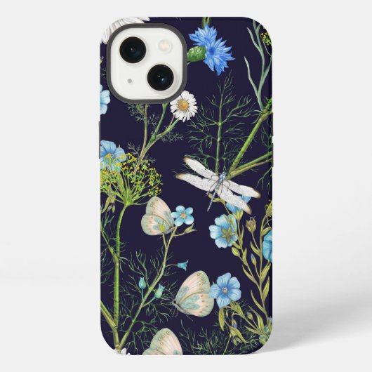 花と蝶とトンボ iPhoneケース (裏面)