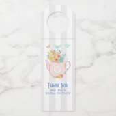 花と蝶とピンクのティーポットありがとう ボトルネックタグ (正面)