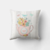 花と蝶とピンクのティーポット クッション (裏面)