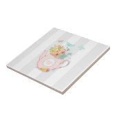 花と蝶とピンクのティーポット タイル (側面)