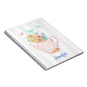 花と蝶とピンクのティーポット ノートブック (右側)