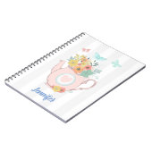 花と蝶とピンクのティーポット ノートブック (左側)