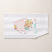 花と蝶とピンクのティーポット バスタオルセット (ハンドタオル)