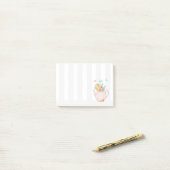 花と蝶とピンクのティーポット ポストイット (デスク上)