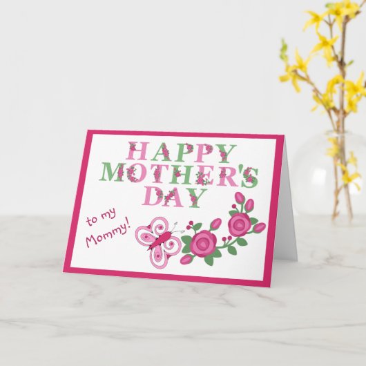 花と蝶と母の日 カード (黄色い花)